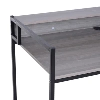HOMCOM Computer Desk Wood Top Workstation PC Laptop Study Writing Table Home Office w/ Raised Rack Grey Oak(m-6)