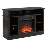 HOMCOM Electric Fireplace TV Stand Console for TV's up to 50", Living Room Storage Cabinet, Entertainment Center with Adjustable Shelves, 6 Cubby Storage and Cable Management, Espresso(m-1)