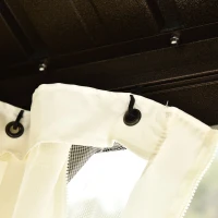 Outsunny 10' x 12' Hardtop Patio Deluxe Steel Gazebo Garden Sun Shelter Aluminum Frame Heavy Duty Outdoor Hardroof Pavilion with Curtains and Netting Beige(m-11)