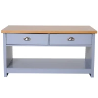 HOMCOM Coffee Table with Storage Shelf and Drawers Vintage(m-8)