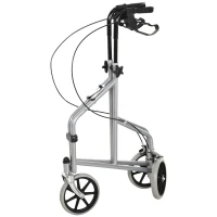 HOMCOM Steel Walker for Seniors, Three Wheel Adjustable Height Rollator with Handbrakes and Storage Bag(m-10)
