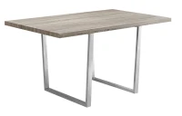 Monarch 59" x 36" Rectangular Reclaimed Wood-Look Finish Chrome Metal Leg Modern Dining Table - Dark Taupe(m-1)