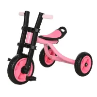 Qaba 3 Wheel Kids Tricycle Toddler Walking Trikes with Adjustable Seat for 3-6 Years old Boys & Girls Pink(m-1)