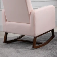 HOMCOM Accent Lounge Rocking Chair with Solid Curved Wood Base and Linen Padded Seat, Pink(m-15)