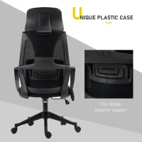 Vinsetto Ergonomic Home Office Mesh Desk Chairs, Computer Task Chair with Massage Lumbar Cushion, Adjustable Seat & Headrest, Rocking Function, Black(m-7)