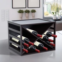 HOMCOM X-design Wine Rack Wooden Stackable Cube Freestanding 16 Bottles Brown(m-1)