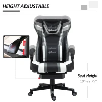 Vinsetto High Back Gaming Chair, Racing Style Ergonomic Computer Desk Chair with Adjustable Height, Retractable Footrest, Headrest and Lumbar Support, Grey(m-5)