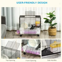 PawHut Hamster Cage, Gerbil Haven, Multi-storey Rodent House, Small Animal Habitats, Large Hide-out, w/ Water Bottle, Tubes, Excise Wheel, Food Dish, Ramp, Shower Room, White(m-6)