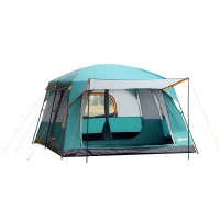 Outsunny Outdoor 3-Room Camping Tent For 10-12 W/ Build-in Bag, Lighting Hook, Carrying Bag(m-2)