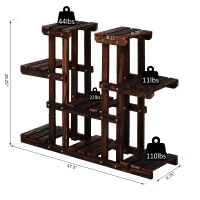 Outsunny 4-Tier Plant Stand, Wooden Carbonized Plant Shelf, Flower Pot Holder Display Rack for Indoor Outdoor Patio Garden(m-3)