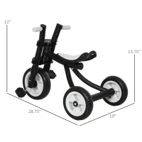 Qaba 3 Wheel Kids Tricycle Toddler Walking Trikes with Adjustable Seat for 3-6 Years old Boys & Girls Black(m-3)