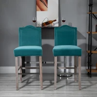 HOMCOM 2 Pieces Bar Chairs Modern Style Solid Square Frame with/ Footrest for Homeuse(m-1)