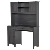 HOMCOM Computer Desk with Hutch, Home Office Workstation with Storage Shelves Drawers Cabinets, Coffee(m-11)