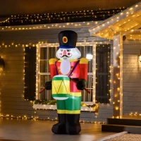 HOMCOM 8 ft. Christmas Inflatable Solider Playing Drums, Outdoor Blow-Up Holiday Yard Decoration with LED Lights Display(m-2)