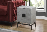 Monarch 24" Retro Inspired 2 Drawer End Table Night Stand with Metal Base - Grey Cement-Look / Black Nickel Base(m-2)
