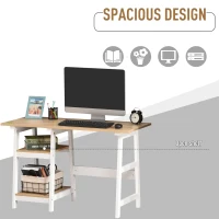 HOMCOM Computer Desk with Shelf Writing Table for Home  Office  Natural Wood Color(m-5)