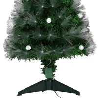 HOMCOM 3ft Tall Pre-Lit Douglas Fir Artificial Christmas Tree with Fiber Optic Ball LED Lights and 90 Tips, Green(m-14)