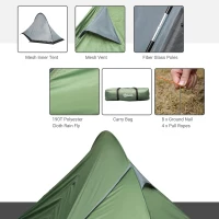 Outsunny Camping Tent 1-2 Person Backpacking with Tent Double Layer Portable Carry Bag Lightweight for Hiking Fishing(m-6)