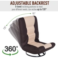 HOMCOM 360 Degree Swivel Floor Gaming Chair Folding Video Floor Lazy Couch Floor Lounge Bed Recliner w/ 5-Position Adjustable Backrest(m-5)