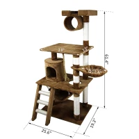 PawHut 61" Cat Tree Pet Furniture Kitty Condo Scratcher Post Ladder Tower Toy(m-2)