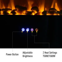 HOMCOM Wall Mounted / Free Standing Electric Fireplace 750W/1500W Black(m-5)