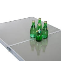 Outsunny 4' Portable Folding Picnic Table with 4 Seats Aluminum Height Adjustable Outdoor Garden Table and Chair Set, Silver(m-10)