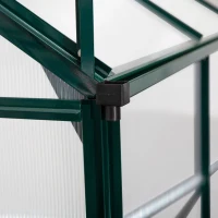 Outsunny Walk-In Garden Greenhouse Aluminum Polycarbonate with Roof Vent for Plants Herbs Vegetables 8' x 4' x 7' Green(m-12)