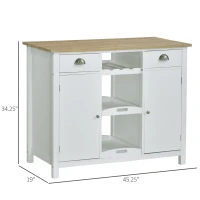 HOMCOM Wooden Storage Sideboard, Buffet Cabinet with Shelf, Wine Rack, 2 Drawers, White/Oak(m-3)
