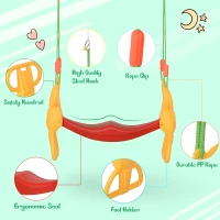 Qaba Kids Swing Set 2 Seat Glider with Plastic Hanging for 3+ Years Old Boys and Girls Outdoor Indoor(m-4)