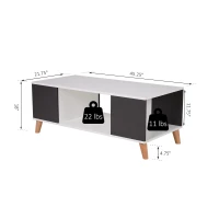 HOMCOM Scandinavian Style Modern Coffee Table Sofa Table with Open Compartment Living Room Furniture Black and White(m-3)