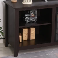 HOMCOM 60" W x 23.5" H Electric Fireplace Mantel TV Stand, Media Console Center Cabinet with 2 Adjustable Shelves, 4 Cable Management Holes and Fits up to 65" TV, Dark Brown(m-11)