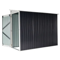 Outsunny 4' x 8' Steel Garden Storage Shed Lean to Shed Outdoor Metal Tool House with Lockable Door and 2 Air Vents for Backyard, Patio, Lawn(m-8)