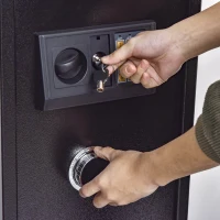 HomCom 56" Steel Electronic 5 Rifle Gun Security Cabinet w/Digital Keypad, Keys,Padded Interior- Black(m-5)