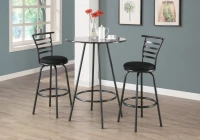 Monarch 2 Piece 43" Contemporary Microfiber Seat Slat-Back Metal Framed Swivel Barstool Chair Set - Black / Grey Finish(m-2)