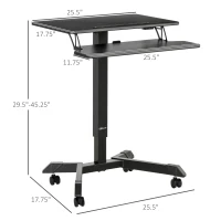 Vinsetto Height Adjustable Standing Desk Sit Stand Desk 2 Tier  Rolling Table Home Office Workstation with Keyboard Tray Lockable Casters iPad Groove  Black(m-3)