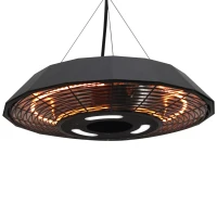 Open Box Outsunny 1500 Watt Energy Efficient Indoor Outdoor Ceiling Mounted Electric Patio Heater with Remote - Black(m-12)