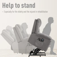 HOMCOM Electric Power Lift Recliner Massage Sofa Linen Surface w/ 8 Vibration Points 2 Remote, Living Room Office Furniture - Grey(m-5)