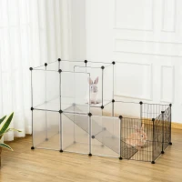 PawHut Portable Pet Playpen, DIY Small Animal Cage, Plastic Yard Fence Tent for Pets, Easy Assembly, Indoor/Outdoor Use(m-1)