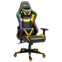 Vinsetto Racing Gaming Chair with RGB LED Lights, Adjustable Height, Gamer Office Chair, Computer Desk Chair, Black/Yellow(m-1)