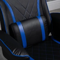 Vinsetto High Back Video Gaming Recliner with Ottoman, Racing Style PC Computer Office Chair, Swivel with Headrest & Lumbar Support, Adjustable Height, Black/Blue(m-12)