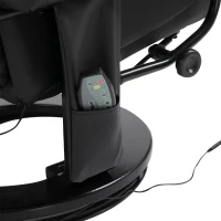 HOMCOM Massage Recliner Chair with Ottoman, 360° Swivel Recliner and Footstool, PU Leather Reclining Chair with Side Pocket and Remote Control, Black(m-16)