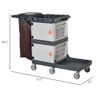 HOMCOM Commercial Janitorial Cleaning Cart Housekeeping Trolly for Hotel  Restaurant(m-3)