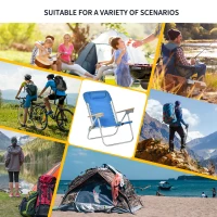 Outsunny 2 PCS Suit 7-Position Backpack Folding Beach Chair Ultralight Camping Chair w/ Backpack Strap for Travel, Picnic, Festival, Blue(m-7)