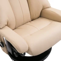 HOMCOM Massage Recliner Chair with Ottoman, 360° Swivel Recliner and Footstool, PU Leather Reclining Chair with Side Pocket and Remote Control, Beige(m-11)