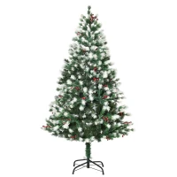 HOMCOM 4.5ft PVC Unlit Artificial Christmas Tree with 400 Tips and Foldable Metal Stand Green(m-1)