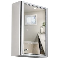 kleankin Vertical Medicine Cabinet Bathroom Wall Mounted Mirror Storage Stainless Steel(m-1)