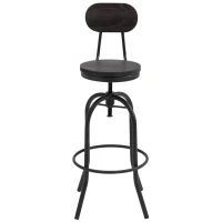 HOMCOM Set of 2 Swivel Mid-Back Barstools, Industrial Style Kitchen Stool Wooden Seat Armless with Adjustable Height ,Steel Frame(m-10)