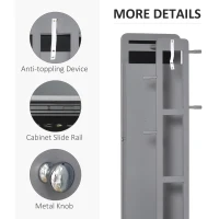 HOMCOM Full Length Glass Mirror with Hidden Jewelry Cabinet and Pine Wood Clothing Rack, Dark Grey(m-8)