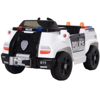 Aosom Kids Ride-On Police Car 6V with Remote Control  Safety Belt White(m-2)