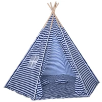 Qaba Kids Teepee Play Tent Portable Children Playhouse Toy for Boys and Girls with Mat Pillow Carry Case Indoor Outdoor Games Blue(m-2)
